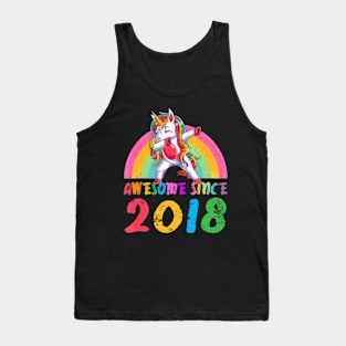 3 Years Old 3rd Birthday Unicorn Awesome Since 2018 Tank Top